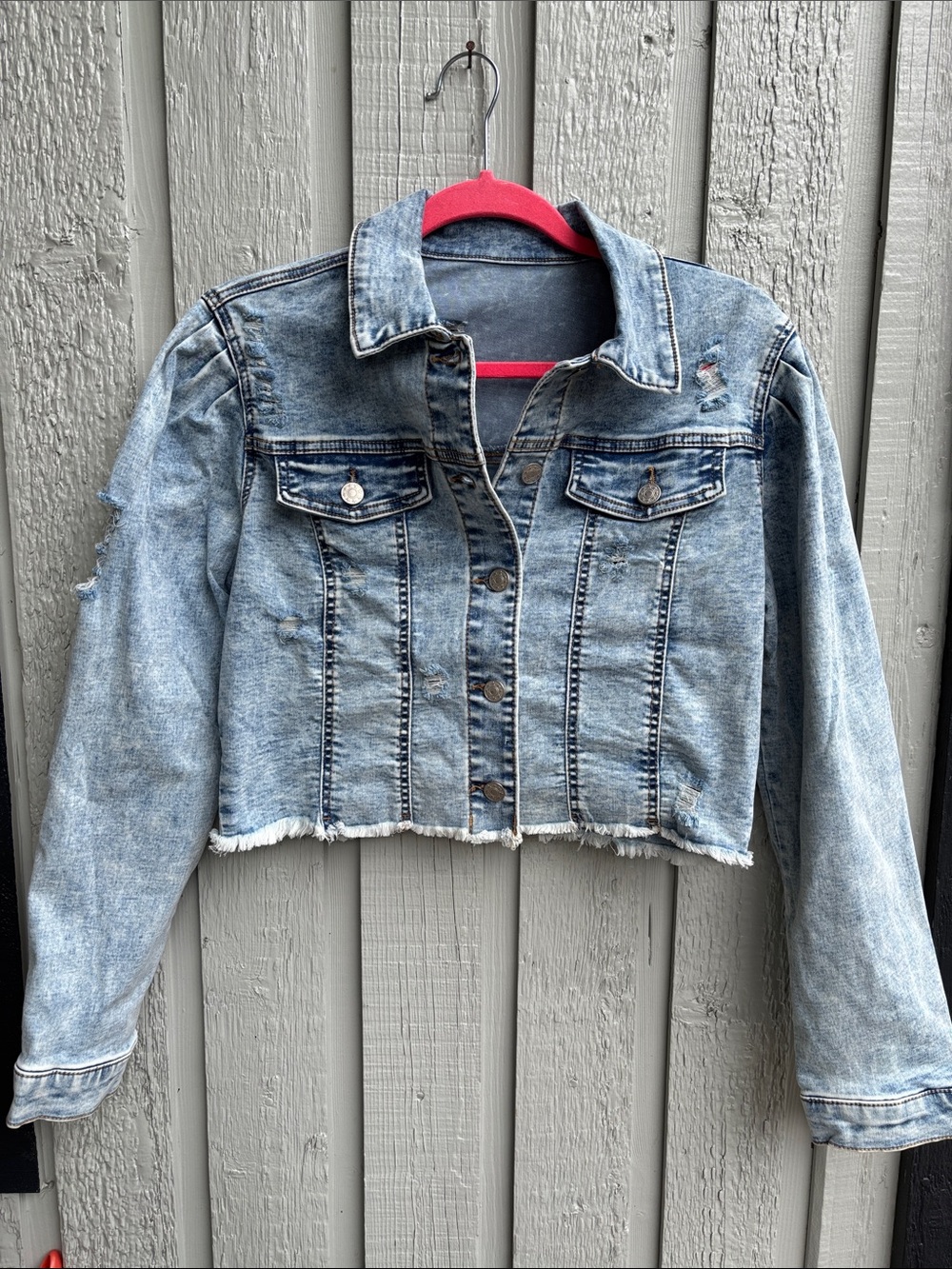 Cropped Light Blue Denim Jacket/shirt - Women